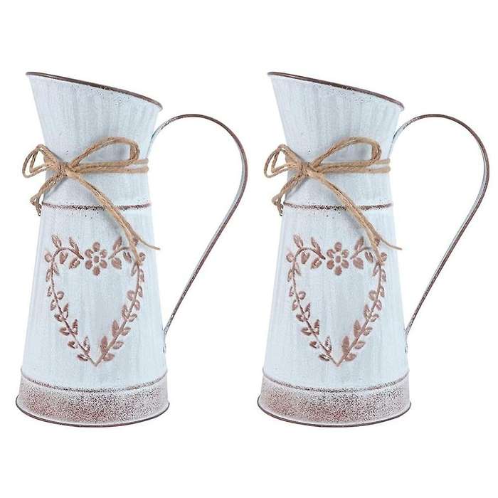 2pcs Galvanized Flower Pot for Home Table Decoration Small Leaf Heart