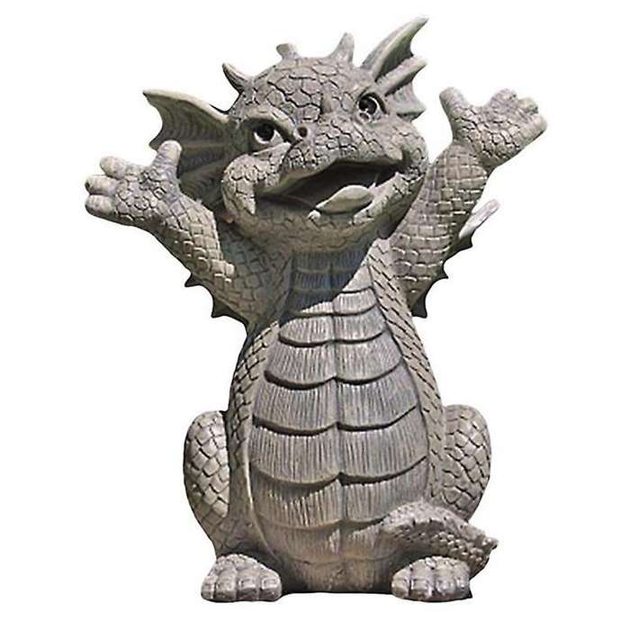 Garden Dragon Meditated Statue Collecting 18cm Resin Ornament-c