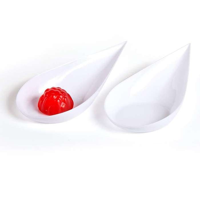 100 Tear Drop Mini Appetizer Plates - Plastic Dessert Bowls, White