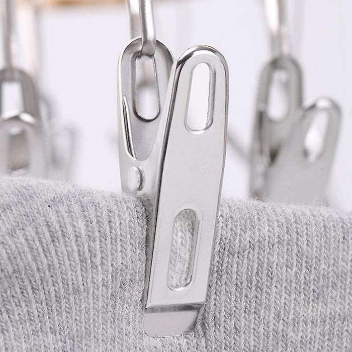 28 Clips Aluminum Alloy Clip & Drip Hanger,laundry Drying Rack Silver