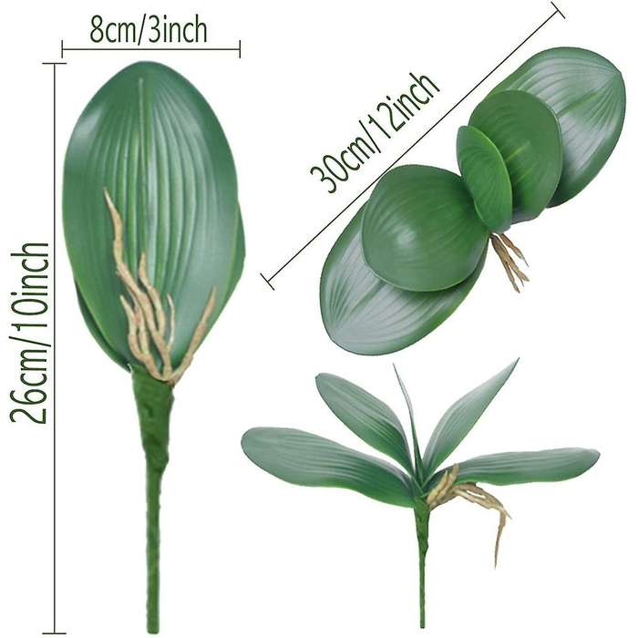 10 Pcs Artificial Phalaenopsis Orchids Leaves 11 Inches Leaf (10 Pcs)