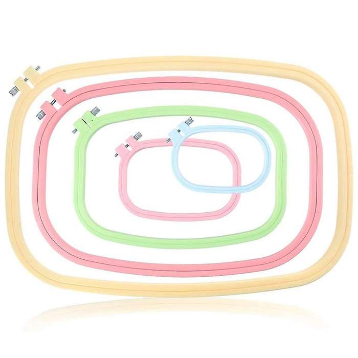 5 Pcs Abs Plastic Embroidery Hoops Set Square Hoops (5 Color)