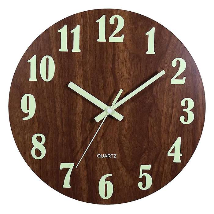 Luminous Wall Clock,12 Inch Wooden for Indoor/outdoor Living Room