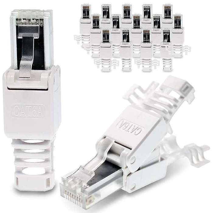 16 Pieces Network Connectors, Tool-free Cat6a Rj45 Lan Utp Cable