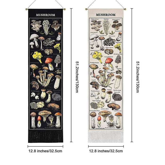 2pcs Mushroom Tapestry Black & White Background Tapestry