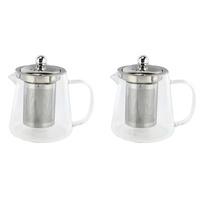2x 5sizes Good Clear Borosilicate Glass Teapot with Infuser 380ml