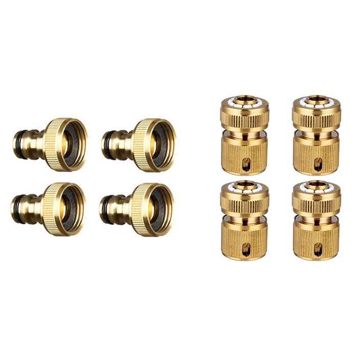 4 Pc Brass Hose Connector Hose End Quick Connect Fitting 1/2 In Ch