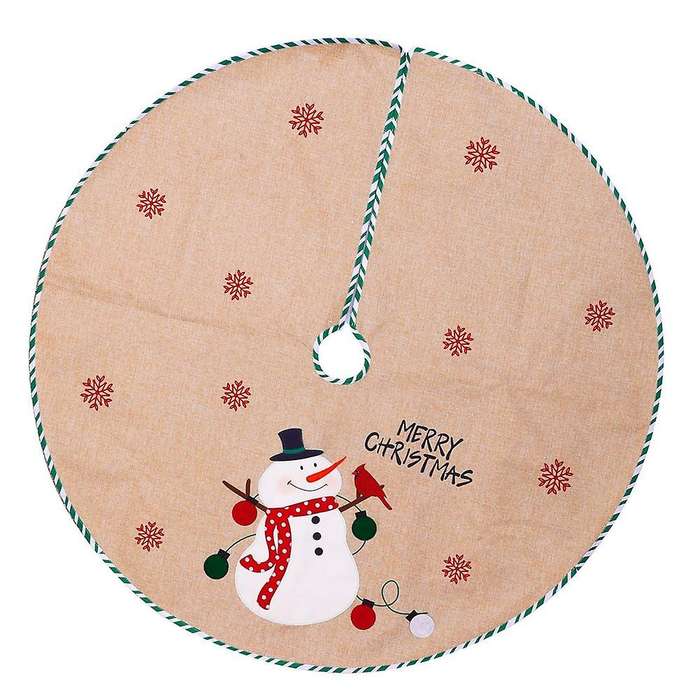Christmas Tree Skirt Snowman Burlap Rustic Tree Skirt Xmas Skirt B