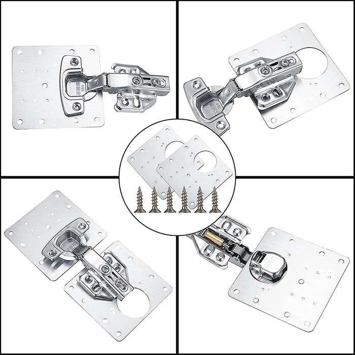 4 Pcs Cabinet Hinges and 8 Pcs Hinges Repair Plates,kitchen Hinge