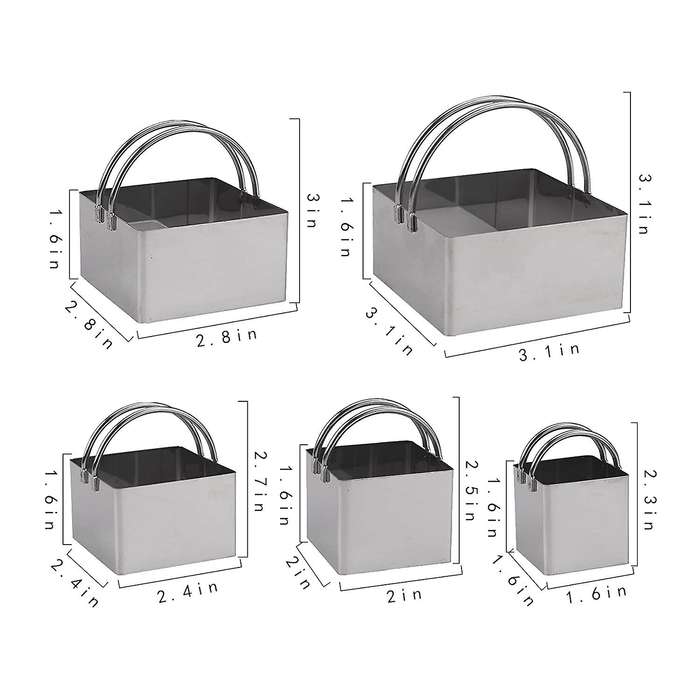 10 Pack Cookie Cutters,round & Square Biscuit Pastry Cutter
