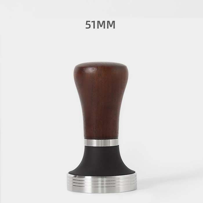 51mm Coffee Tamper Wooden Handle Tool with Stainless Steel Flat Base