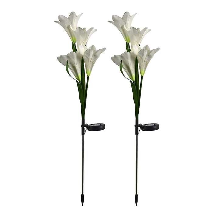 Lily Shape Night Light Beautiful Lily Flower Stake Flower Lights D