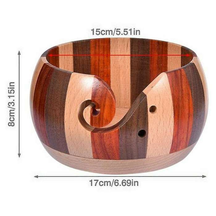 Wooden Yarn Bowl Wood Crochet Knitting Wool Tool Holder Organizer