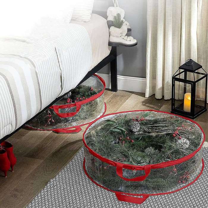 2pack Christmas Wreath Storage Container 30inch(red)