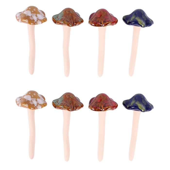 4x Ceramic for The Garden Tinkling Mushrooms Garden Ornaments Decor