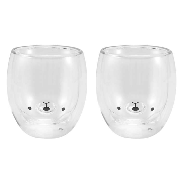 2x Double-layer Coffee Cup Glass Child Girl Bear
