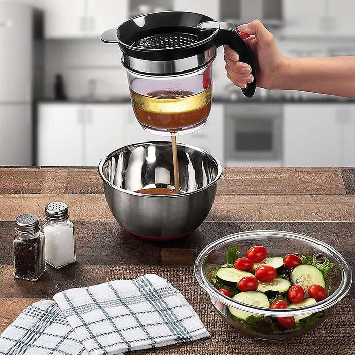 1000ml Oil Separator Measuring Cup and Strainer with Bottom Release