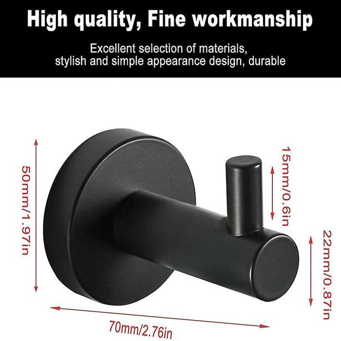 Towel Hook, Bathroom Towel Hooks, Black Coat Hooks, 2 Pieces