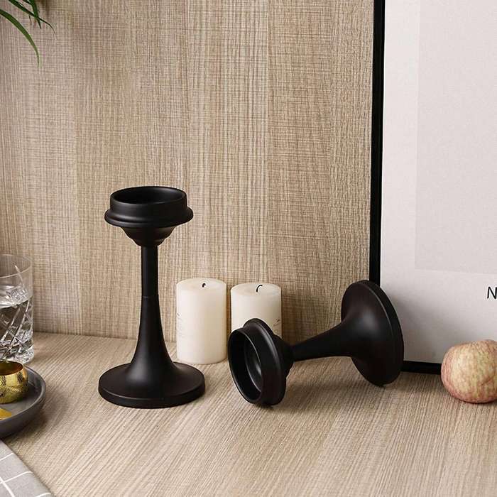 Black Candle Holders Set Of 2 Retro Candle Holders for Pillar Candles