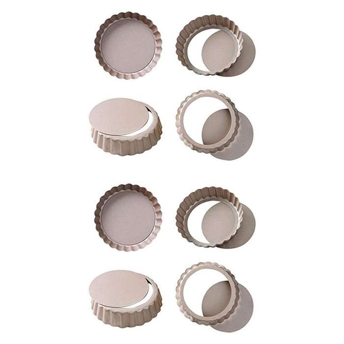 Tart Pan,4 Inch Mini Quiche Pan Bottom Tin Carbon Steel Gold(4 Packs)
