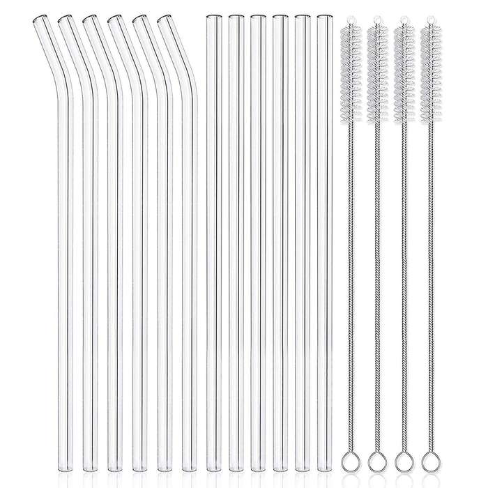 Glass Straws Clear Glass Drinking Straw for Smoothies Milkshakes Tea