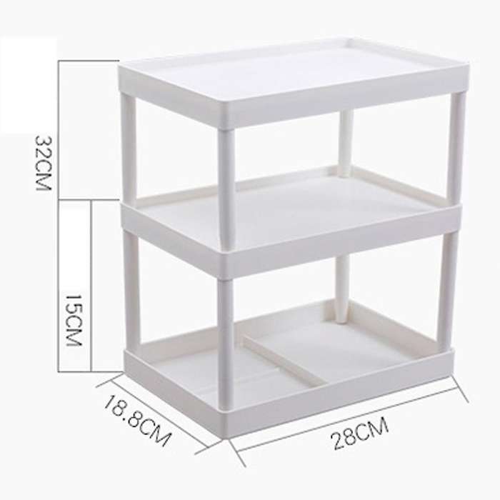 Three Layer Storage Shelf Detachable Bathroom Kitchen Cabinet White