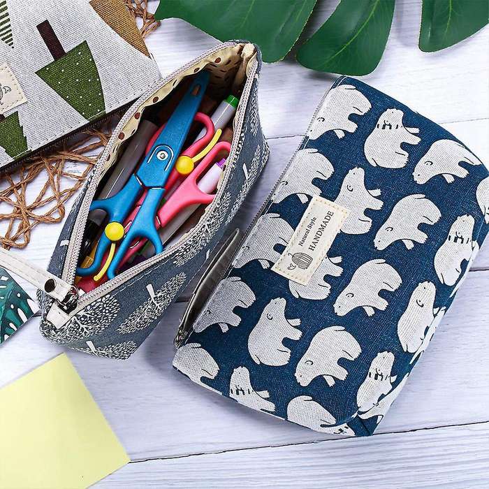 8pcs Canvas Cosmetic Bags Printed Makeup Bag Organizer Pouch,8 Styles