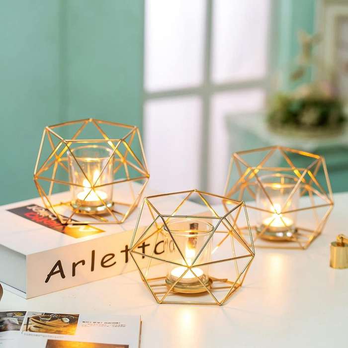 Candle Holder Set Of 2 Geometric Tea Lights Candle Holder for Home B