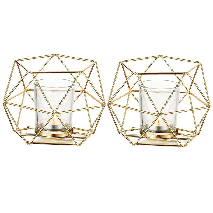 Candle Holder Set Of 2 Geometric Tea Lights Candle Holder for Home B