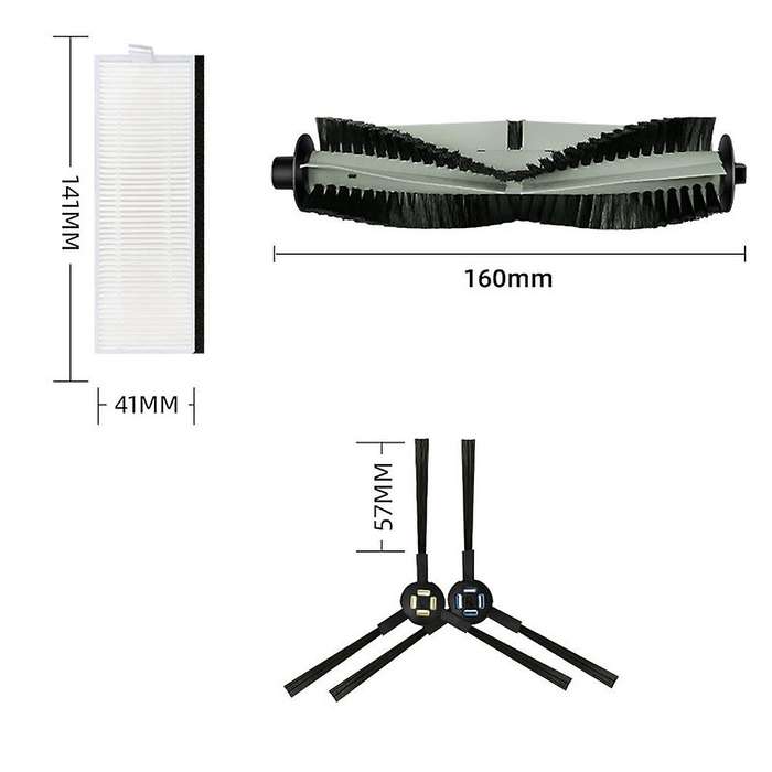 Rubber Main Side Brush Hepa Filter for Ilife A7 A9s V8 V8s X750 X800