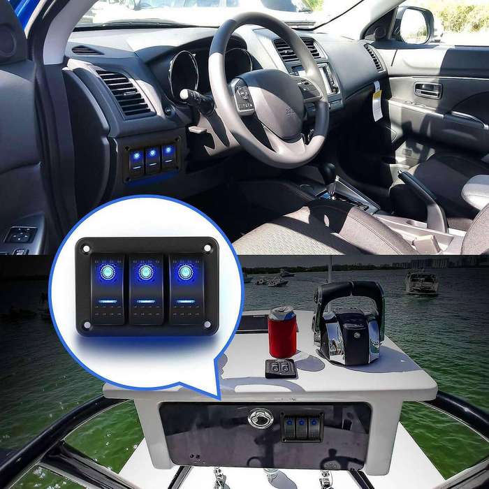 3gang Aluminum Panel Toggle Dash 5 Pin On/off Pre-wired Rocker Switch