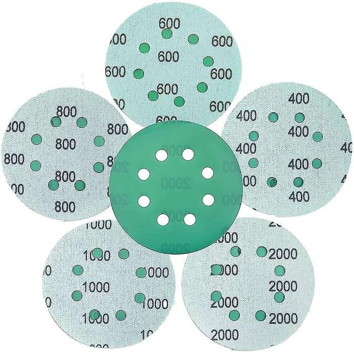 5inch 8 Hole Green Film Sanding Discs, for Wood Metal Car Plastic
