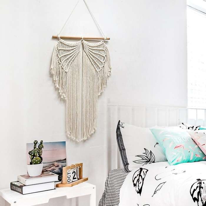 Macrame Woven Wall Hanging, Beautiful Angel Wings Tapestry