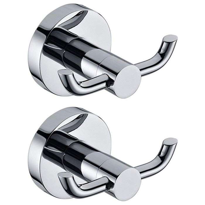2pcs Stainless Steel Towel Holder Hooks Brass 2 Hook Chrome
