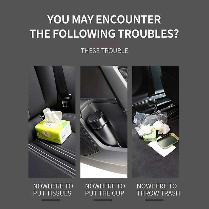 Car Backseat Organizer, 3 In 1 Car Trash Can with Tissue Holder Box