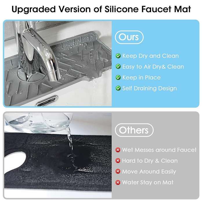 2pcs Kitchen Silicone Faucet Mat Sink Splash Guard Splash Catcher