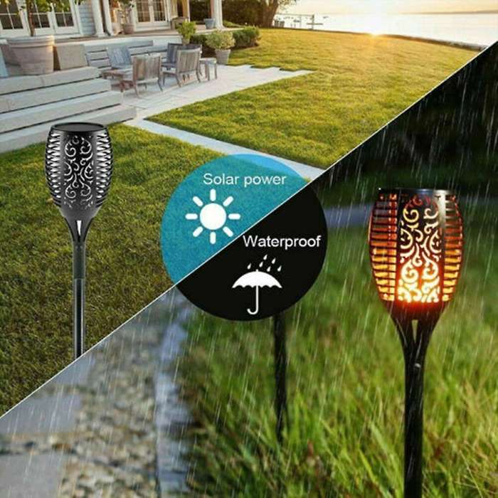 4pcs Solar Torch Flame Dancing Light Led Flickering Garden Flame Lamp
