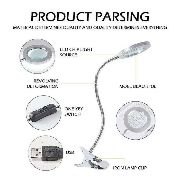 8x Magnifying Glass Beauty Nail Salon Tattoo Magnifier Lamp Light