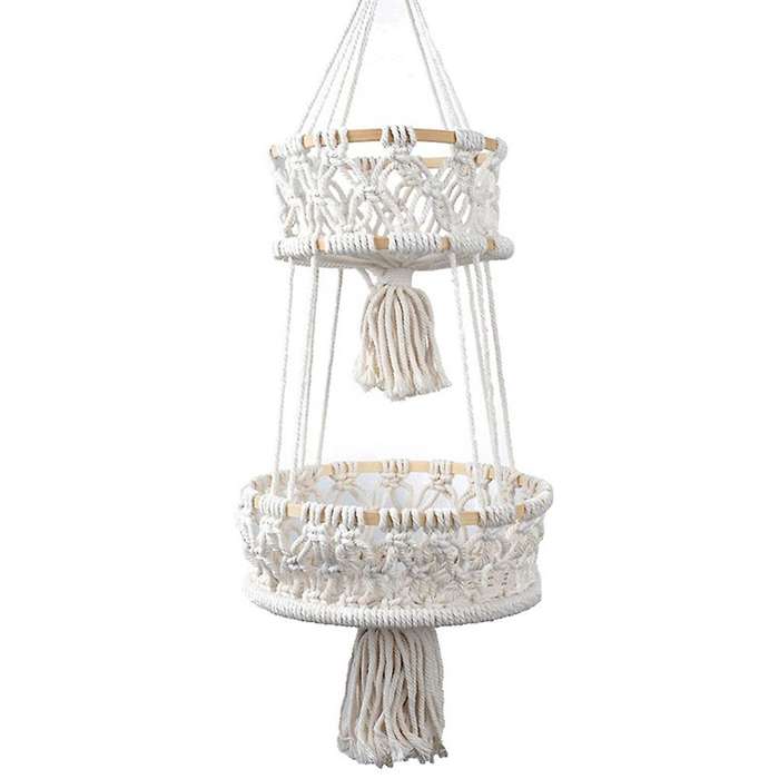 Hanging Baskets - for Kitchen Boho Decor Hanging Plant Holder 2 Tier