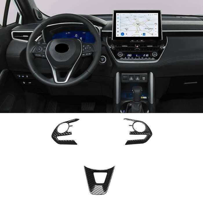 For Corolla Cross 2020-2022 Steering Wheel Button Cover Carbon Fiber