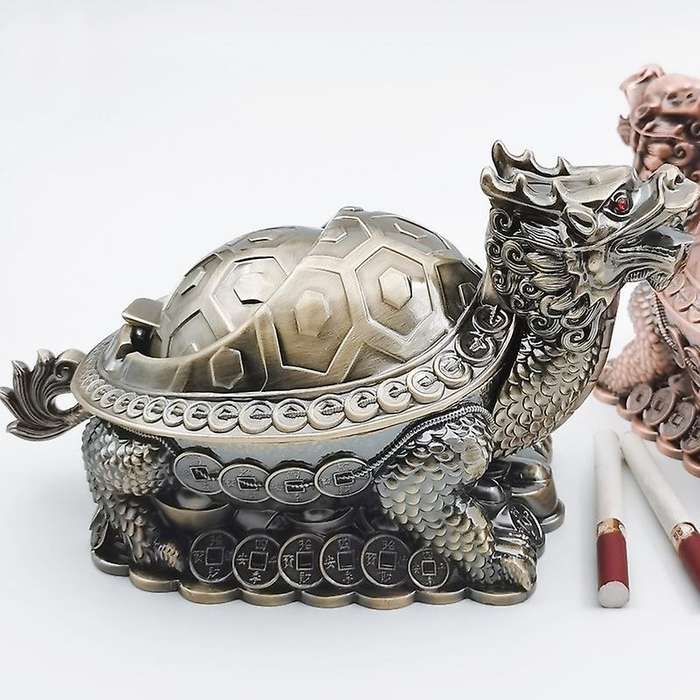 Creative Ashtray Household Anti Ashtray with Lid Tea Table ,bronze