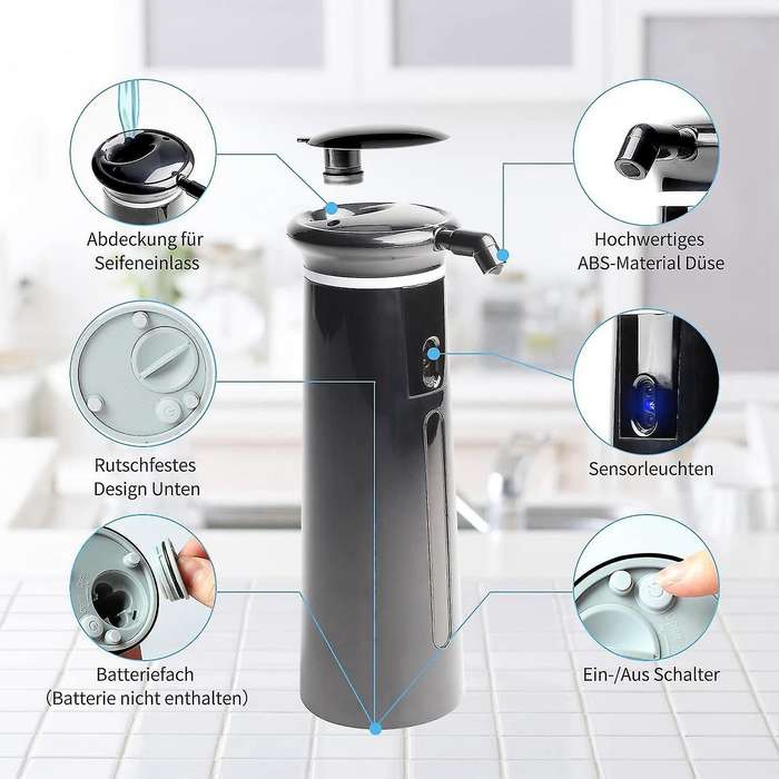 Automatic Soap Dispenser 350ml,for Bathroom Hotel Kitchen Black