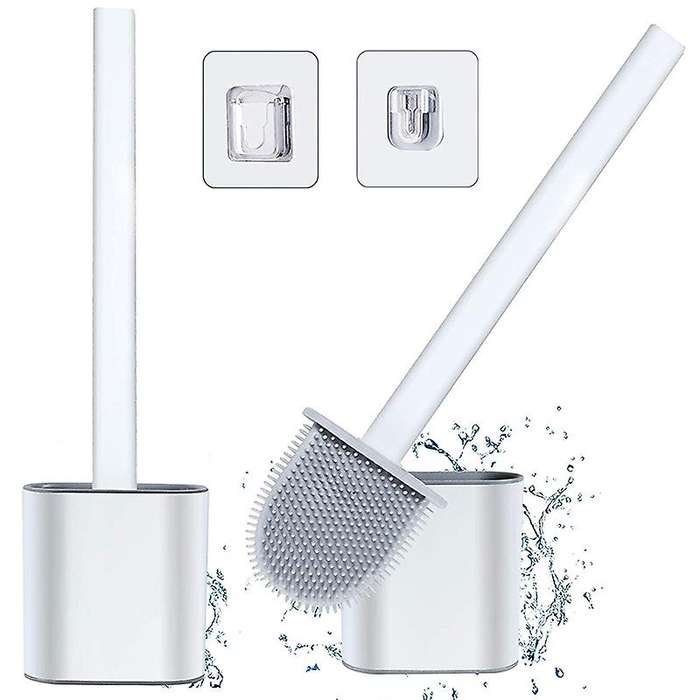 Toilet Brush with Holder - 2 Pack Of Deep Cleaner Silicone Brushes