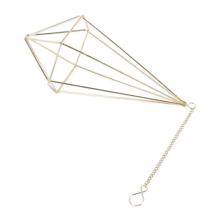 3x Hanging Air Plant Holder with Chain Tillandsia Container Gold