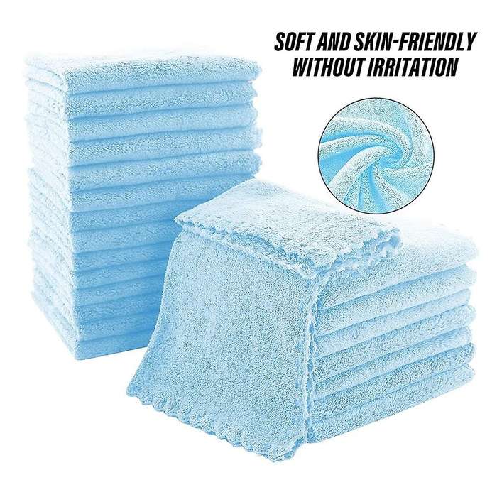24pcs Super Soft Towel Set Super Absorbent Coral Velvet 30x30cm