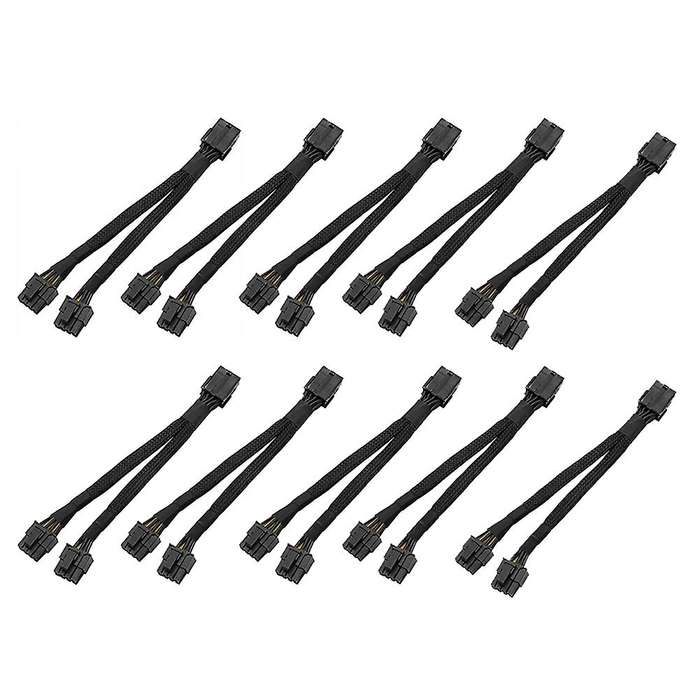 10pcs Gpu Pcie 8 Pin Female to Dual 2x 8 Pin(6+2) Male Pci Cable,20cm