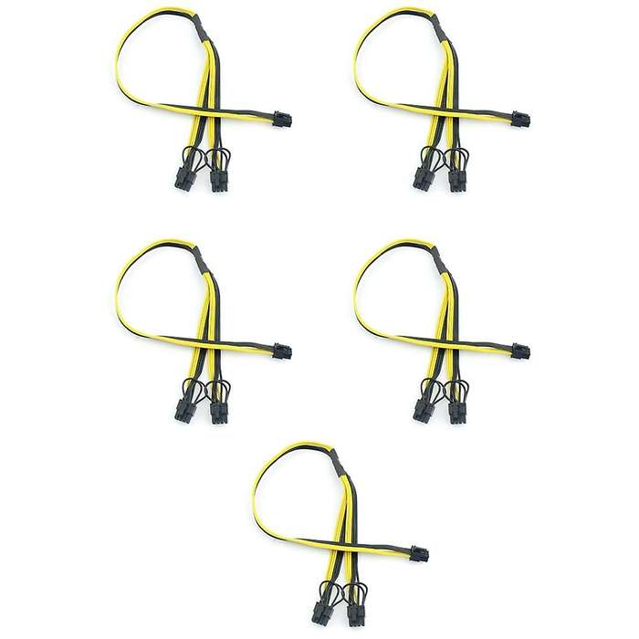 5pcs Pci-e Pci Express 6pin to Dual 2-port 8pin 6+2 Pin Adapter Gpu
