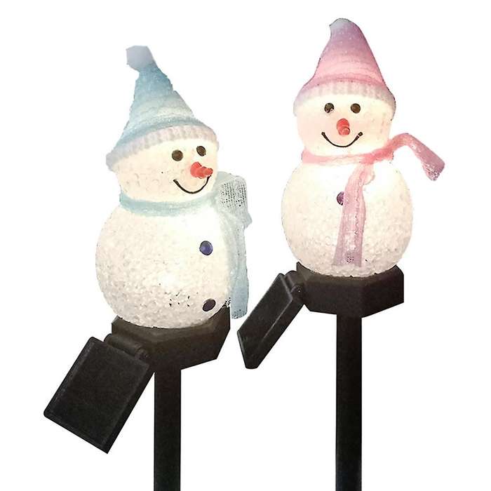 Snowman Decoration 2 Pack Solar Lights for Path Christmas Decoration