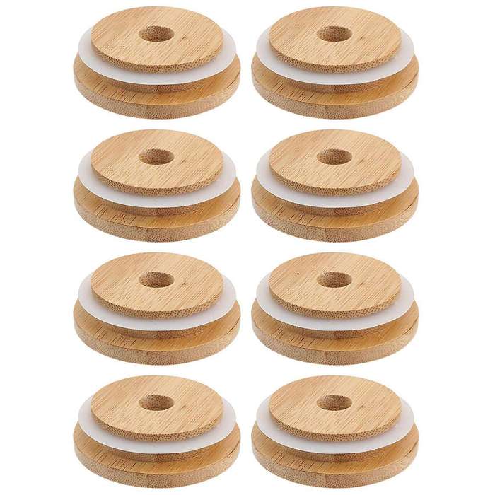 8pcs Reusable Bamboo Jar Lids 86mm Bamboo Mason Jar Lids