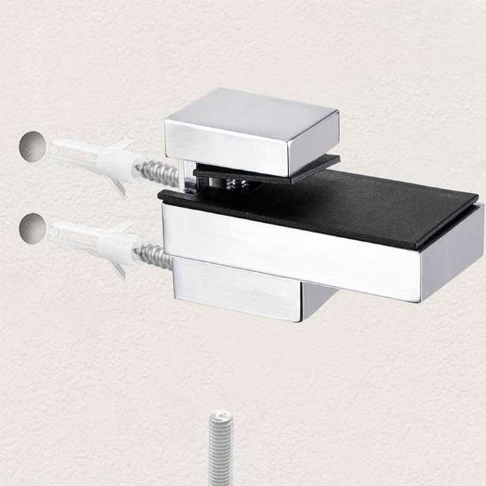 Glass Shelf Bracket, Glass Clamp Solid Zinc Alloy Wall Mount, 4pcs